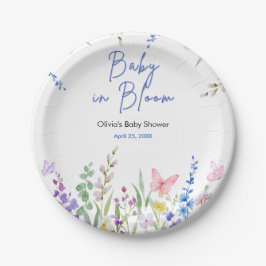 Bloemrijke lente Baby in bloei baby shower Papieren Bordje