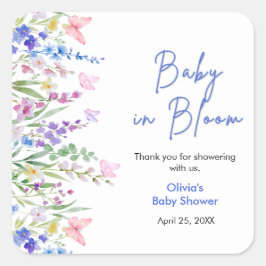 Bloemrijke lente Baby in bloei baby shower Vierkante Sticker