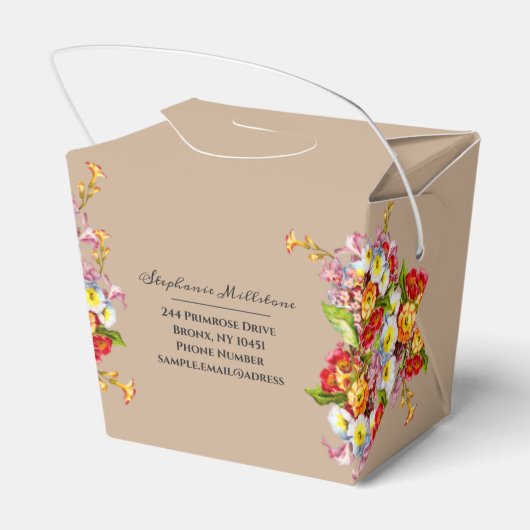 Bloemrijke Lente Bloemen Sleutelbloem Taupe Profes Bedankdoosjes (Achterkant)