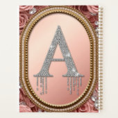 Bloemrijke Letter A Monogram in Gouden Lijst Planner (Achterkant)