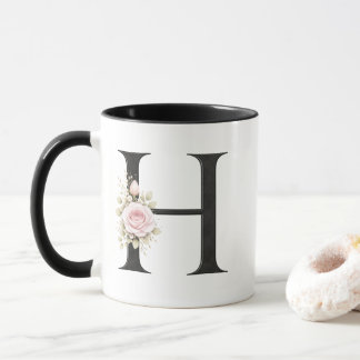 Bloemrijke Letter H Monogram | Elegante Initiaal H Mok