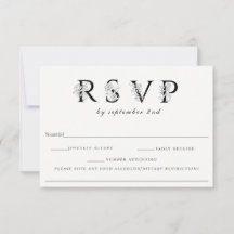 Bloemrijke letters trouw-RSVP met allergie-notitie