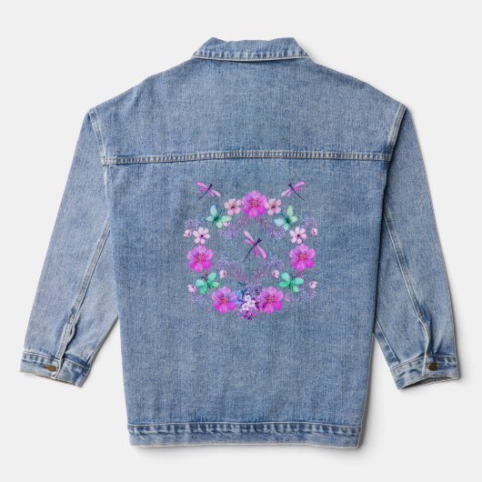 Bloemrijke Libelle Denim Jas Jacket (Achterkant)
