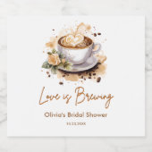 Bloemrijke Liefde Brouwt Bruine Koffie Bruidsuitno Sparkling Wijnetiket (Enkel label)