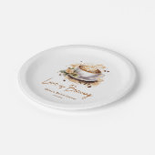 Bloemrijke Liefde Bruist Bruine Bruiloft Coffee Br Papieren Bordje (Gekanteld)