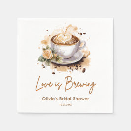 Bloemrijke Liefde Bruist Bruine Koffie Bruidsuitno Servet