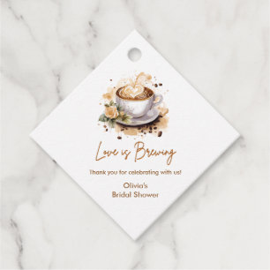 Bloemrijke Liefde Bruist Bruine Koffie Bruiloft Bedankjes Labels