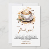 Bloemrijke Liefde Bruist Bruine Koffie Bruiloft Fe Bedankkaart (Voorkant)