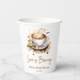 Bloemrijke Liefde Bruist Bruine Koffie Bruiloft  Papieren Bekers