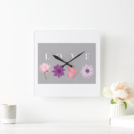 Bloemrijke LIEFDE Romantische Botanische Huis Deco Vierkante Klok