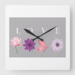Bloemrijke LIEFDE Romantische Botanische Huis Deco Vierkante Klok
