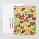 Bloemrijke Liefdes Harten Patroon Roze Briefkaart (Voorkant / Achterkant)