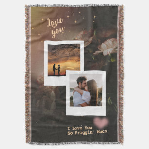 Bloemrijke Liefdescollage met Romantische Quote Deken