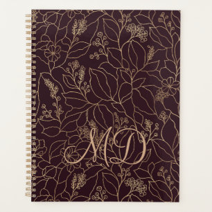 Bloemrijke Lijnkunst Diep Pr Plum Paars Elegant Go Planner