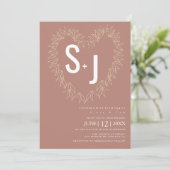 Bloemrijke Lijnkunst Krans Hart Trouw Aardetinten Kaart (Staand voorkant)