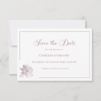 Bloemrijke Lijnkunst Witte Stof Rose Bruiloft Save The Date