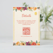 Bloemrijke lijst beige Chinese trouwdetails QR-cod