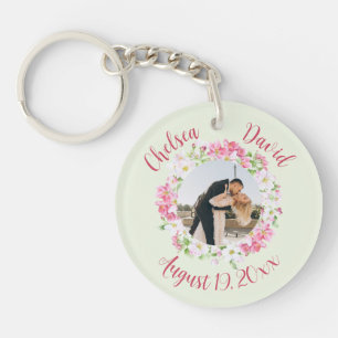 Bloemrijke lijst Favoriete foto met gepersonalisee Sleutelhanger