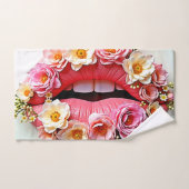 Bloemrijke Lipkunst Bad Handdoek (Handdoek)
