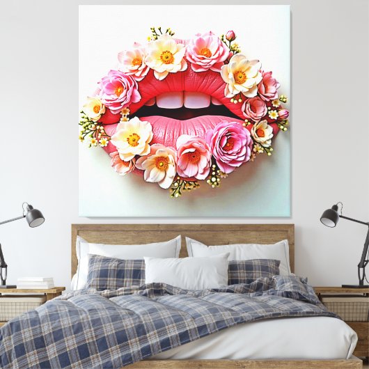 Bloemrijke Lipkunstenaarschap Canvas Afdruk (Insitu (Slaapkamer))