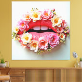 Bloemrijke Lipkunstenaarschap Canvas Afdruk (Insitu (Woonkamer))