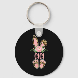 Bloemrijke luipaard gigi konijn happy pasen lente  sleutelhanger