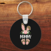 Bloemrijke luipaard moeder konijn happy easter moe sleutelhanger (Voorkant)