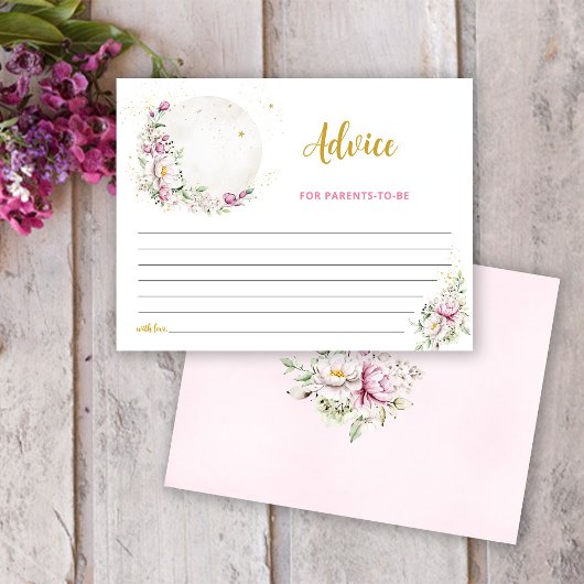 Bloemrijke Maan Roze Advieskaart