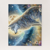 Bloemrijke Maan Wolf Maan Legpuzzel (Verticaal)