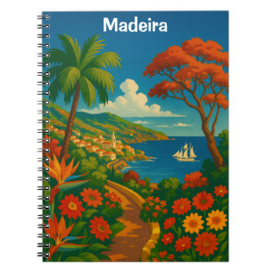 Bloemrijke Madeira Vintage Reis Kunst Kleurrijk Notitieboek