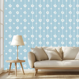 Bloemrijke Madelief Stof Blauw Vintage Esthetisch Behang