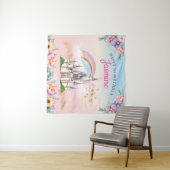 Bloemrijke Magische Prinsessen Kasteel Achtergrond Wandkleed (In Situ (horizontaal))