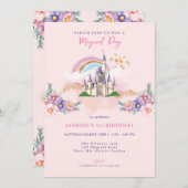 Bloemrijke Magische Prinsessen Kasteel Uitnodiging (Voorkant / Achterkant)