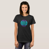 Bloemrijke Mandala Mode Blauw En Paars Boho Kunst T-shirt (Voorkant volledig)