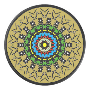 Bloemrijke Mandala Naadloos Hockey Puck