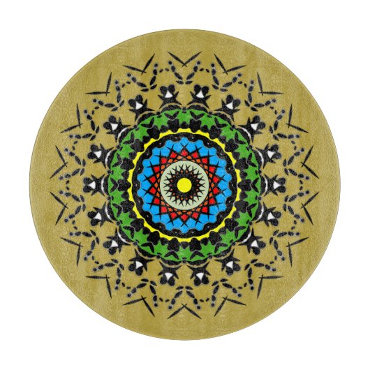 Bloemrijke Mandala Naadloos Snijplank (Voorkant)