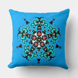 Bloemrijke Mandala Naadloos Turquoise Kussen