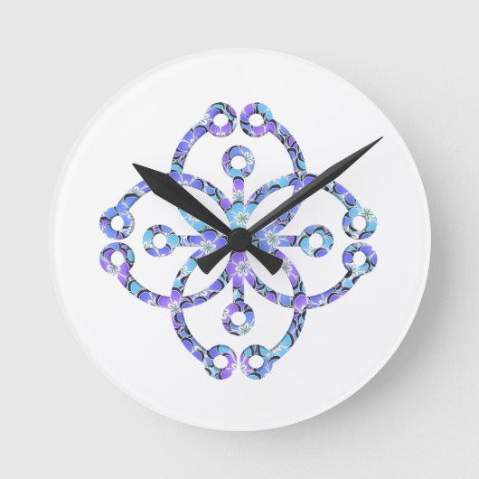 Bloemrijke Mandala Ronde Klok (Voorkant)