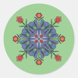 Bloemrijke mandala ronde sticker