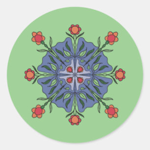 Bloemrijke mandala ronde sticker