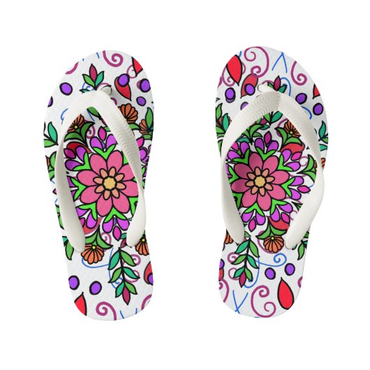 Bloemrijke Mandala Sandal Kinder Teenslippers (Voetbed)