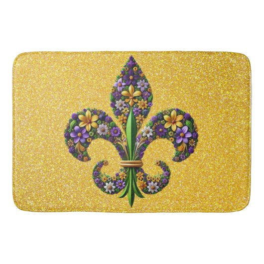 Bloemrijke Mardi Gras fleur de lis Badmat (Voorkant)