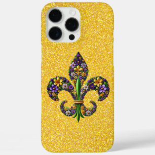 Bloemrijke Mardi Gras fleur de lis iPhone 16 Pro Max Hoesje