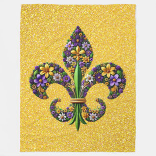 Bloemrijke Mardi Gras fleur de lis Fleece Deken