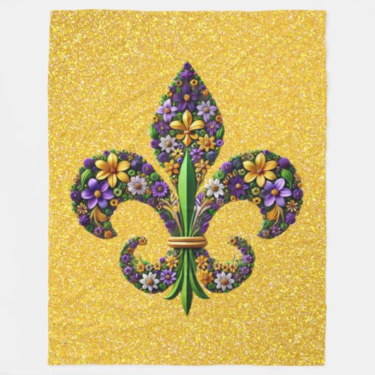 Bloemrijke Mardi Gras fleur de lis Fleece Deken (Voorkant)