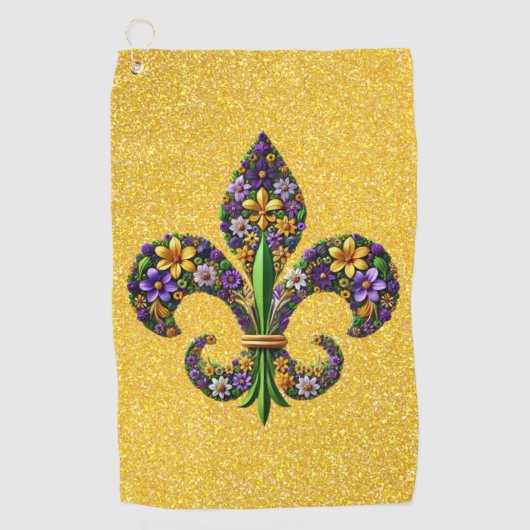 Bloemrijke Mardi Gras fleur de lis Golfhanddoek (Voorkant)