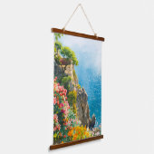Bloemrijke Mediterrane Hangend Wandkleed (Gebogen)