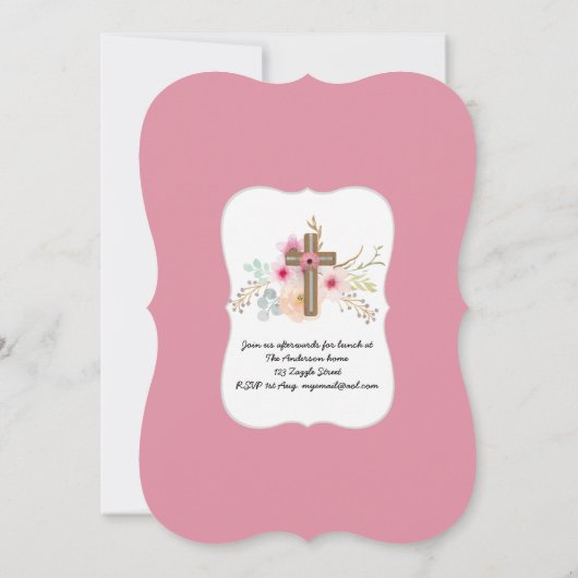 Bloemrijke meisjes eerste heilige communie uitnodi kaart (Achterkant)