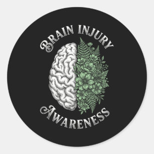Bloemrijke mentale gezondheid hersenletsel bewustz ronde sticker
