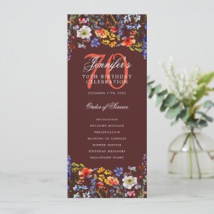 Bloemrijke menu voor 70e vernieuwing Burgundy  Kaart